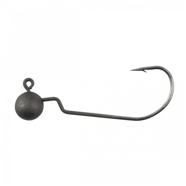 Black ball-head fishing hook on white background
