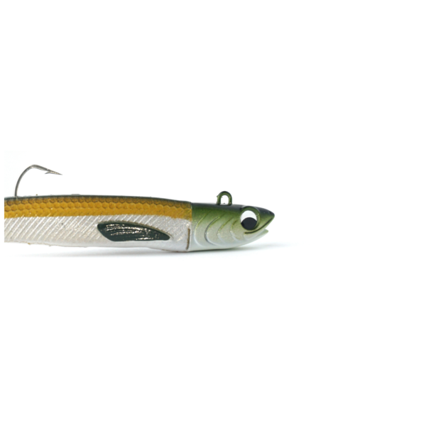 Realistic fishing lure with metallic finish