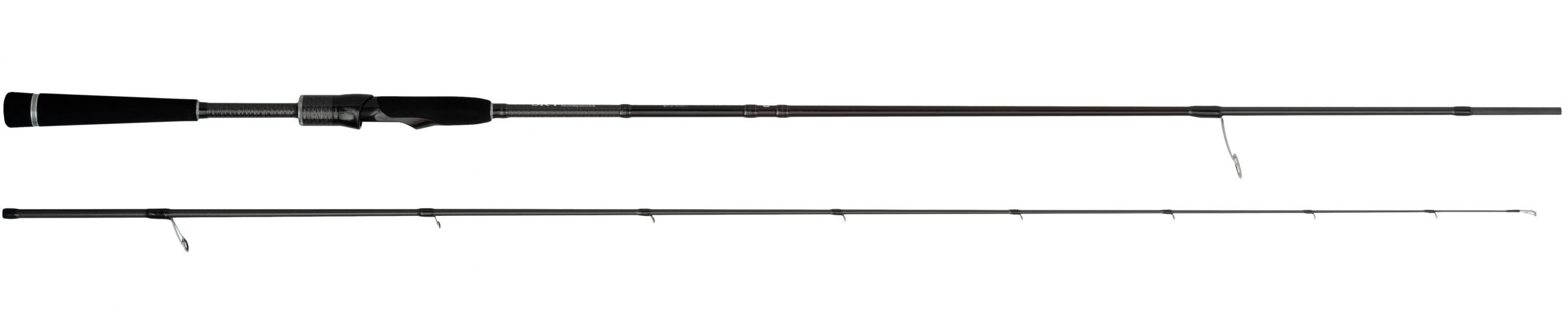 Two-piece fishing rod with black handle