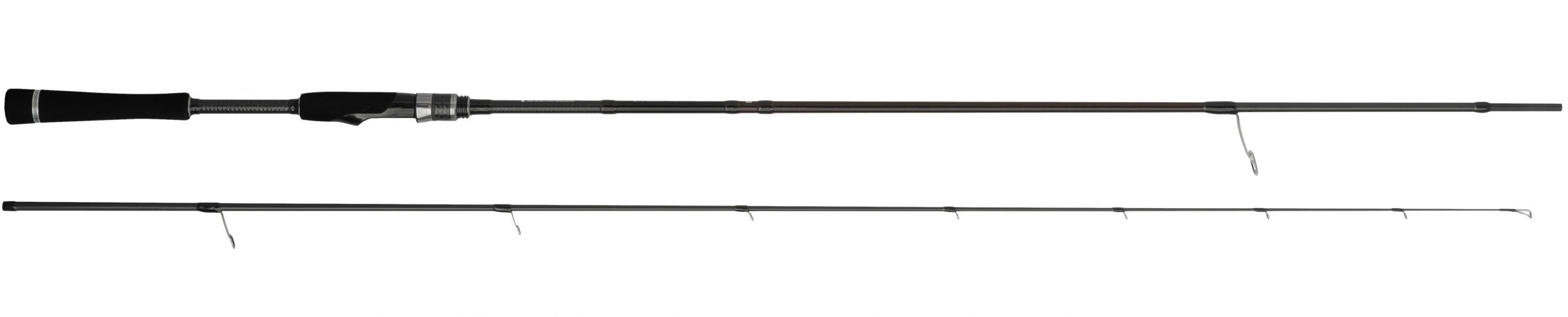 Two-piece fishing rod with black handle