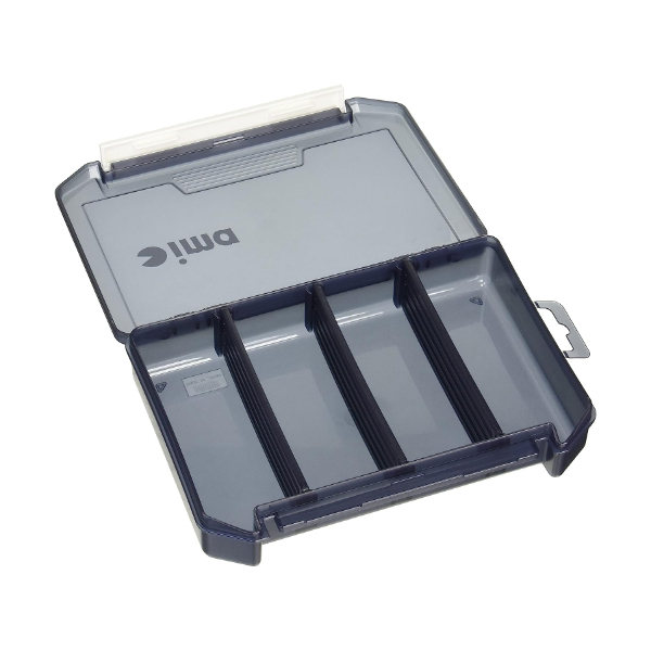 Open grey plastic organiser box with dividers