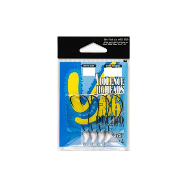 Decoy fishing hooks package with four hooks.