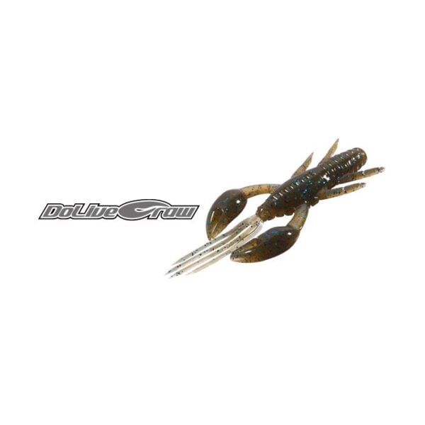 Fishing lure shaped like a crayfish with logo.