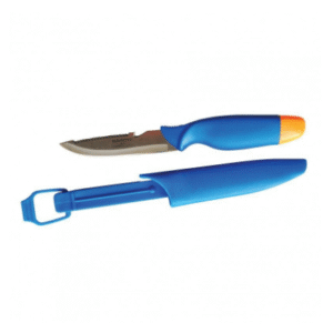Blue fishing knife with sheath
