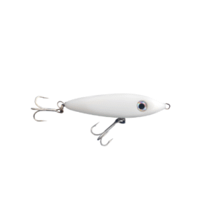 White fishing lure with double hooks