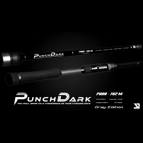 PunchDark fishing rod, model PUDB 762M, grey edition.