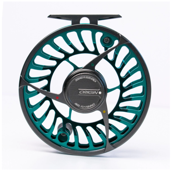 Fly fishing reel with Origin branding