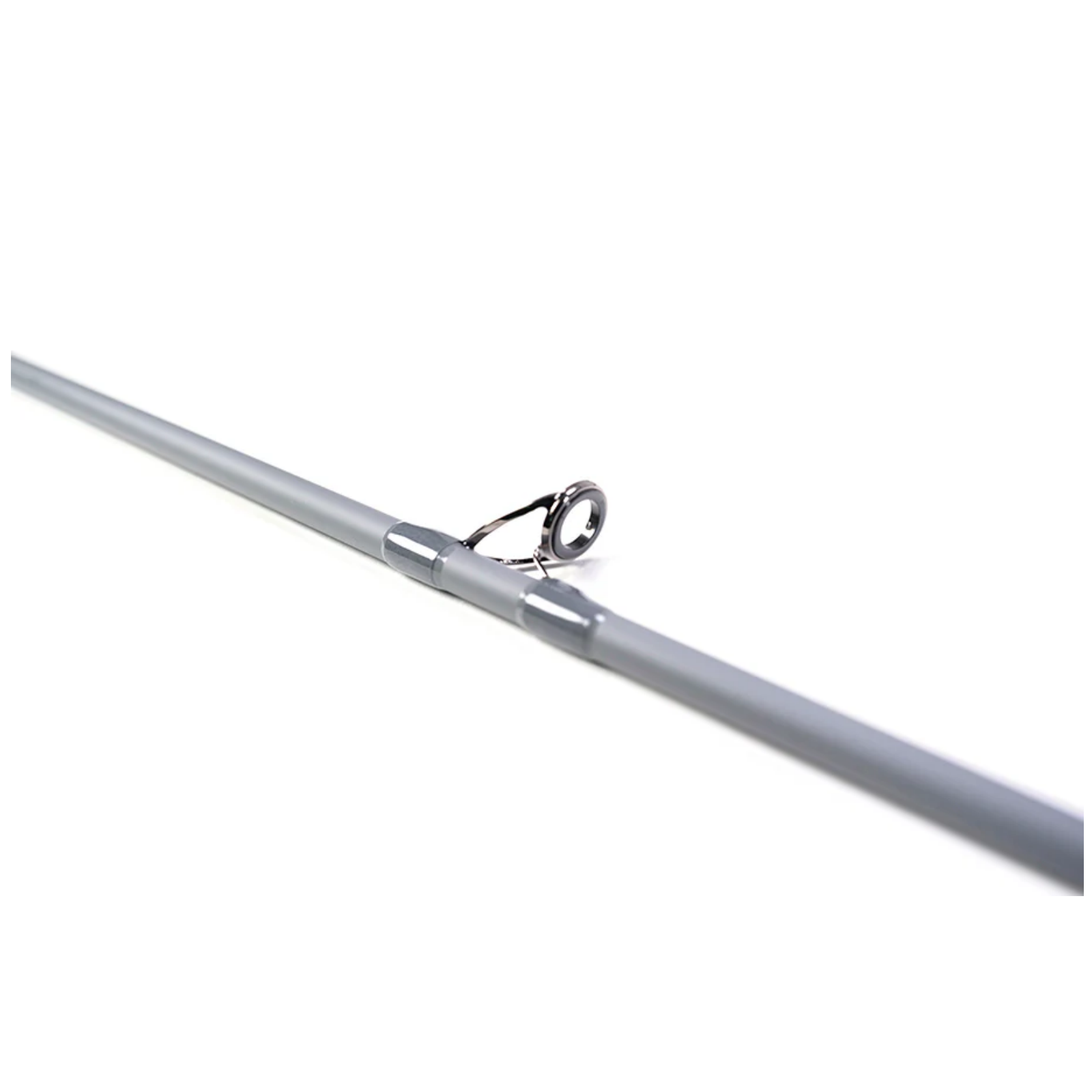 Close-up of a grey fishing rod section.