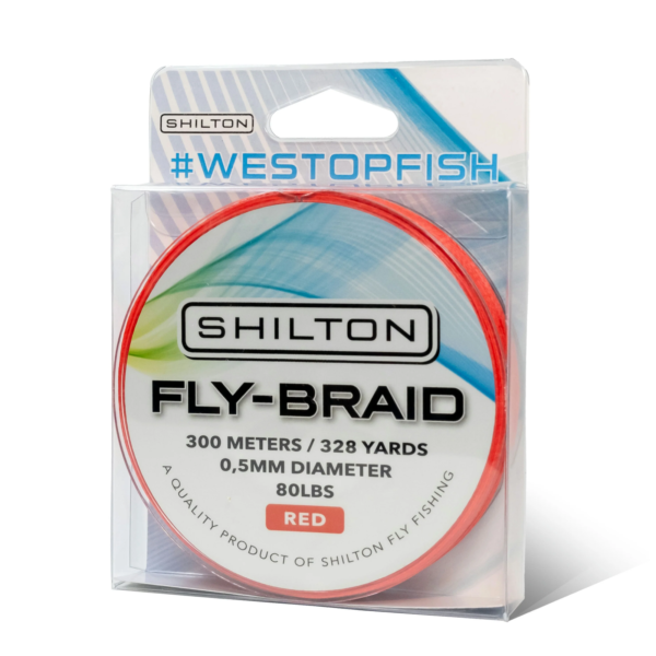 Shilton Fly-Braid fishing line, 300m, red.