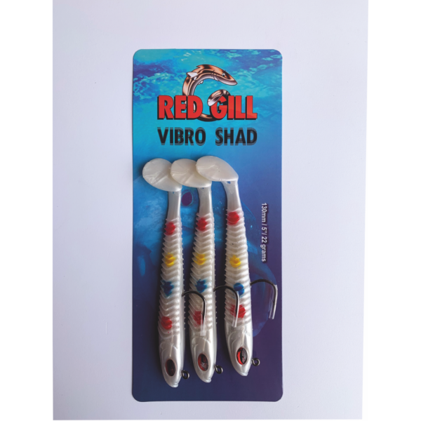 Pack of three Red Gill Vibro Shad fishing lures