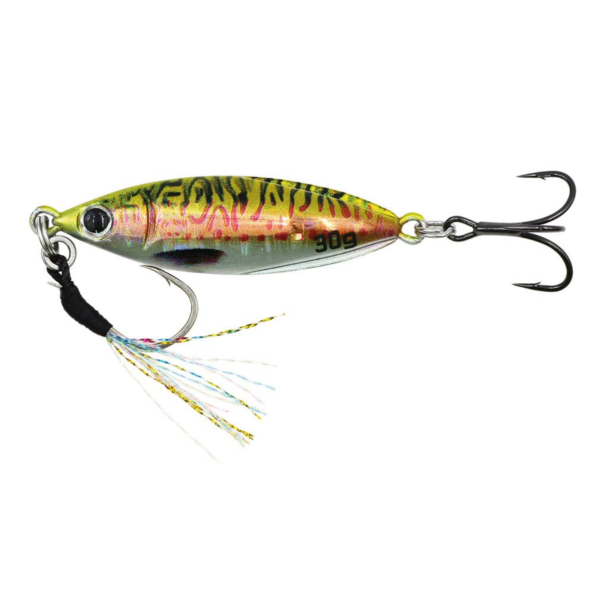 Colourful 30g metal fishing lure with hooks